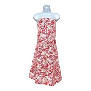 $139 Key West Pink Strapless Cotton Floral Paisley Sundress Summer Dress‎ 12
